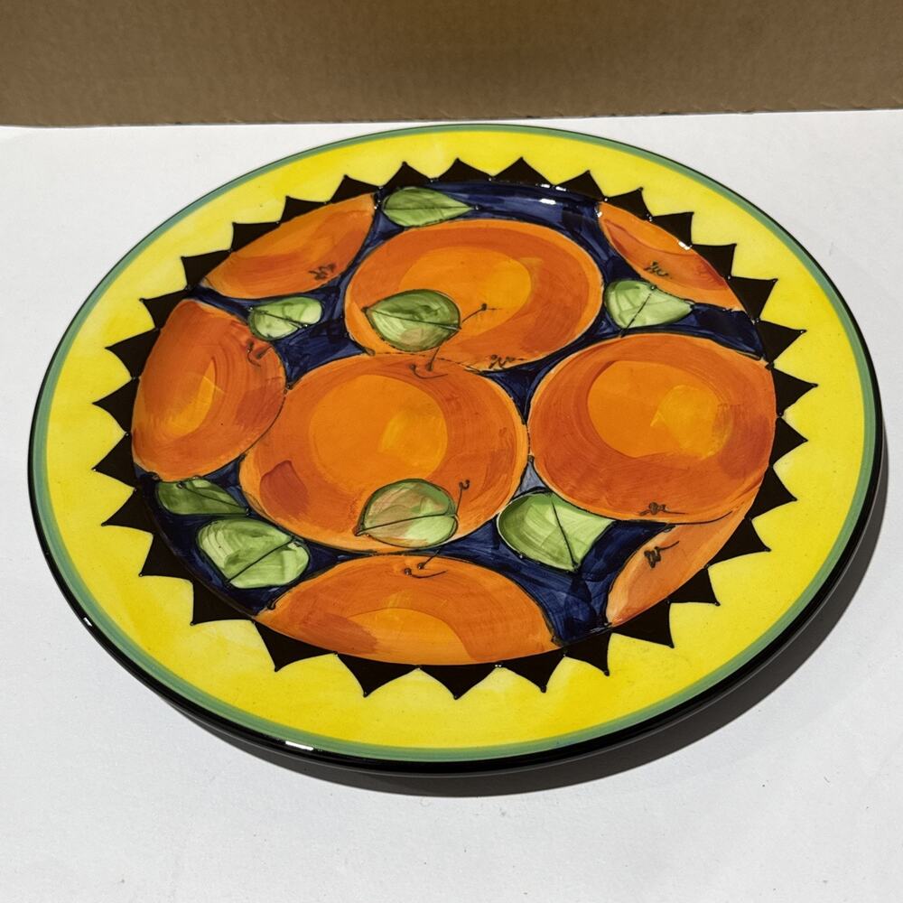 Denise Ford Studio Pottery Plate 12” Hand Painted Peaches 1994 Signed Pre-Ganz